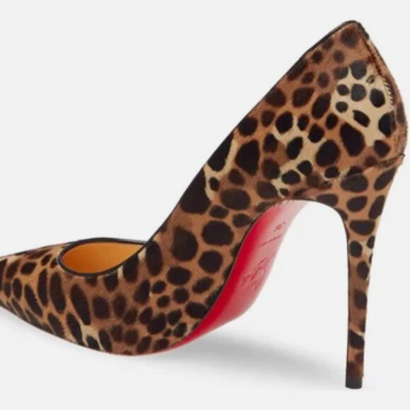 Christian Louboutin So Kate leopard Calf Hair 4.25 High Heel Pump Brown 40.5 NIB - Picture 4 of 16